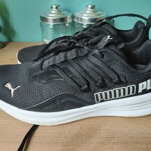 Puma Black and White Athletic Shoes with Breathable Mesh